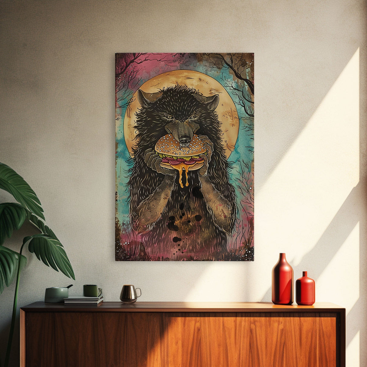 Halloween Haunted Forest Monster Framed Canvas Print, Wall Art, Living Room Decor, Halloween Decoration, Spooky Wall Hanging, Haunted Decor