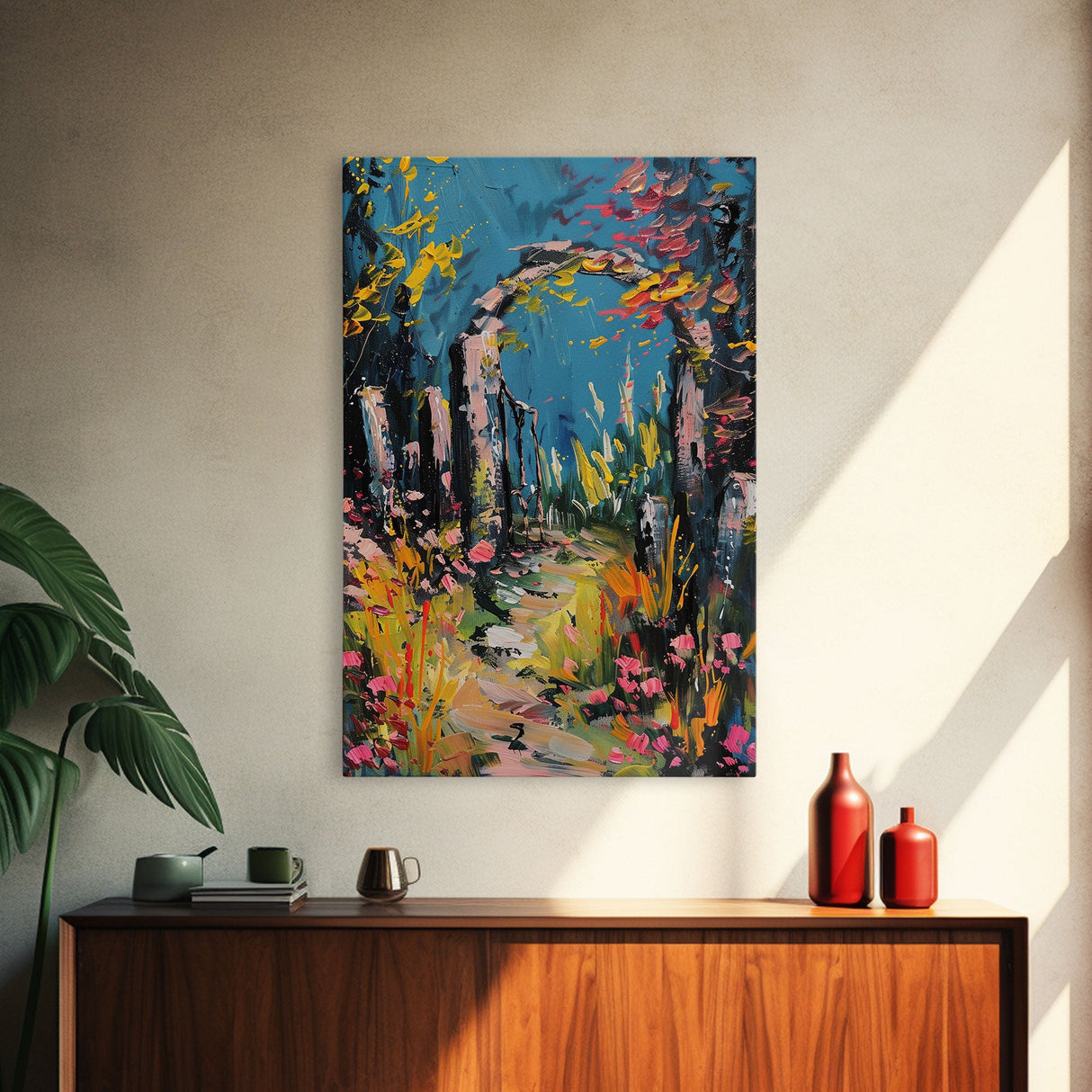 Spooky Graveyard at Night Framed Canvas Print, Ghostly Wall Art, Haunted Cemetery Scene, Halloween Decor, Eerie Artwork, Framed Canvas Print