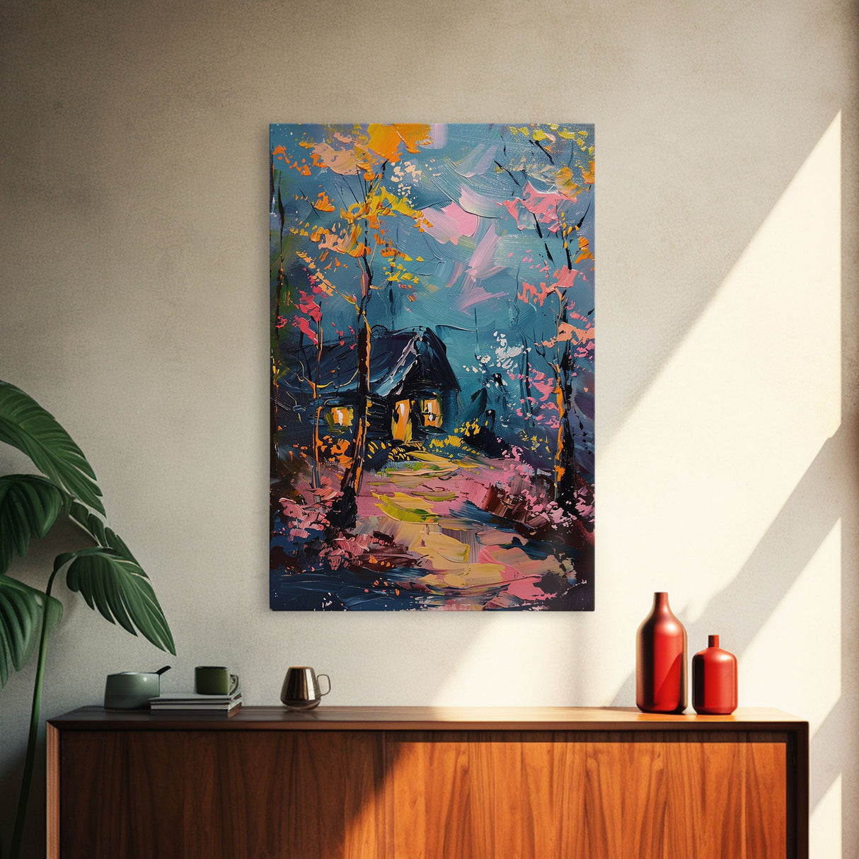 Eerie Moonlit Cemetery Framed Canvas Print, Halloween, Haunted Graveyard Wall Art, Gothic Horror Decor, Spooky Artwork, Framed Canvas Print