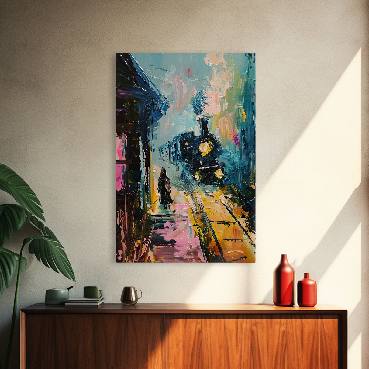 Spooky Van Gogh-Inspired Haunted House Framed Canvas Print, Halloween Wall Art, Eerie Home Decor, Ghostly Night Artwork, Haunted Home