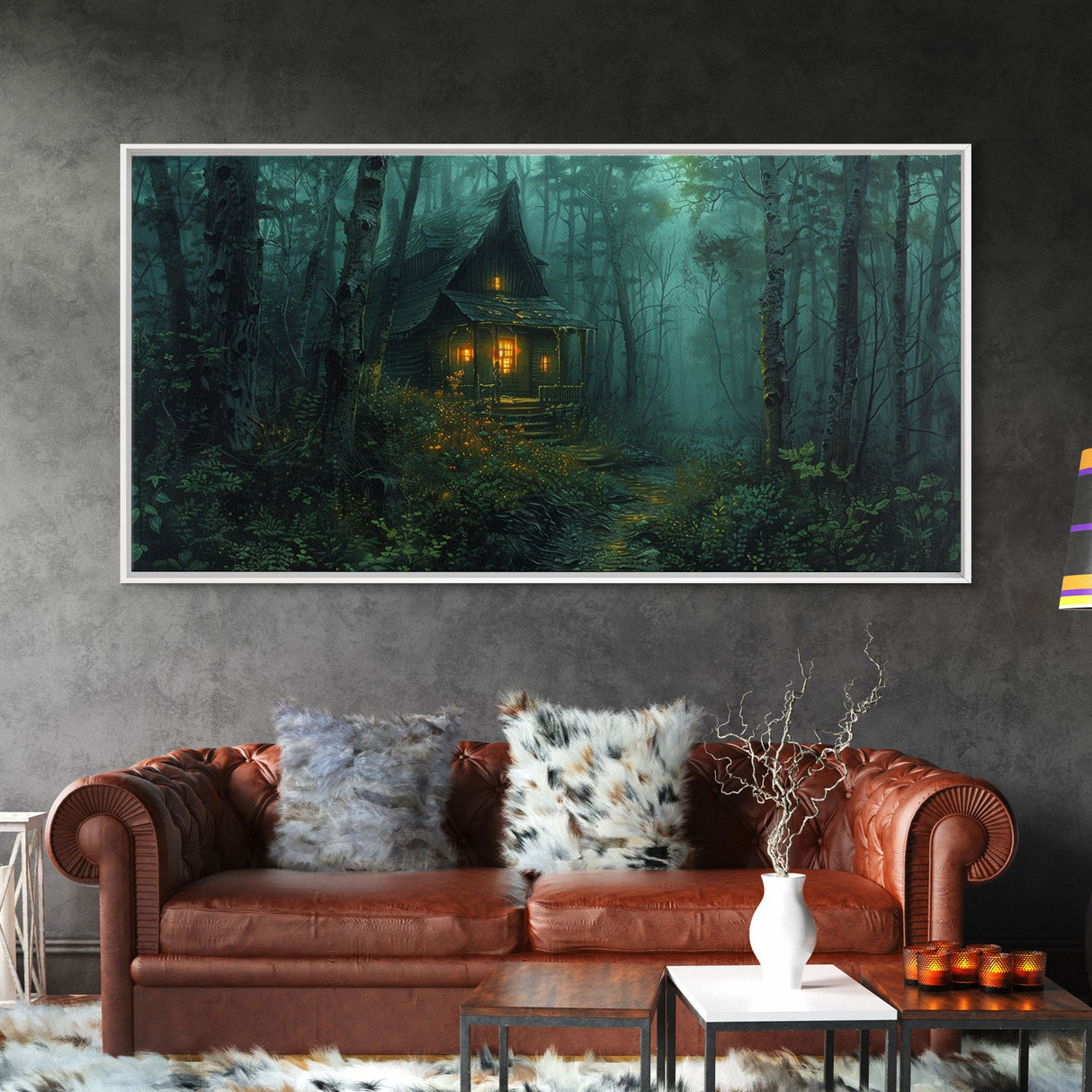 Haunted Cabin In The Woods, Framed Canvas Print, Spooky Wall Art, Spooky Season, Halloween Products, Halloween Unique Gift