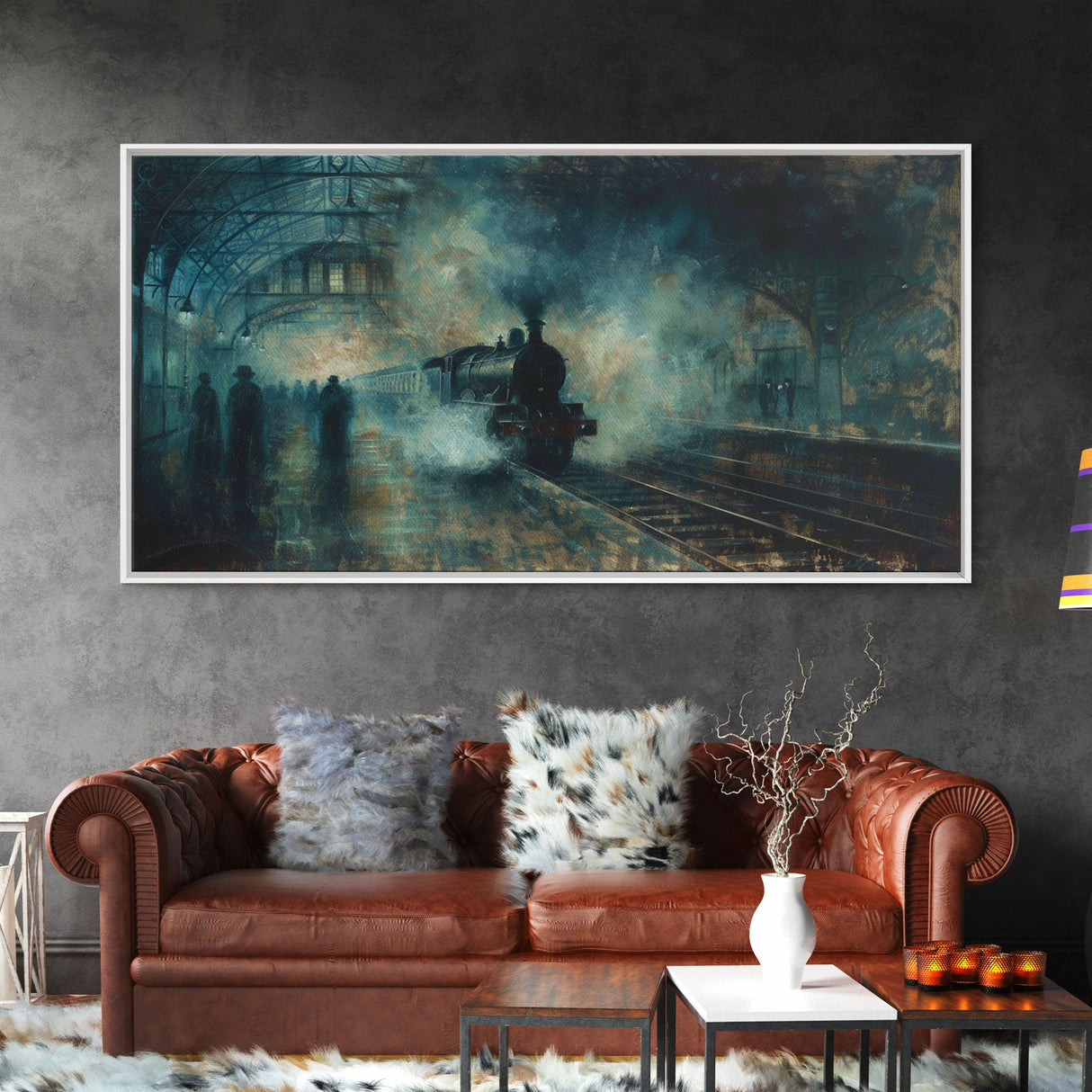 Haunted Railway, Spooky Wall Art, Framed Canvas Print, Unique Halloween Wall Art Gift Idea, Halloween Props