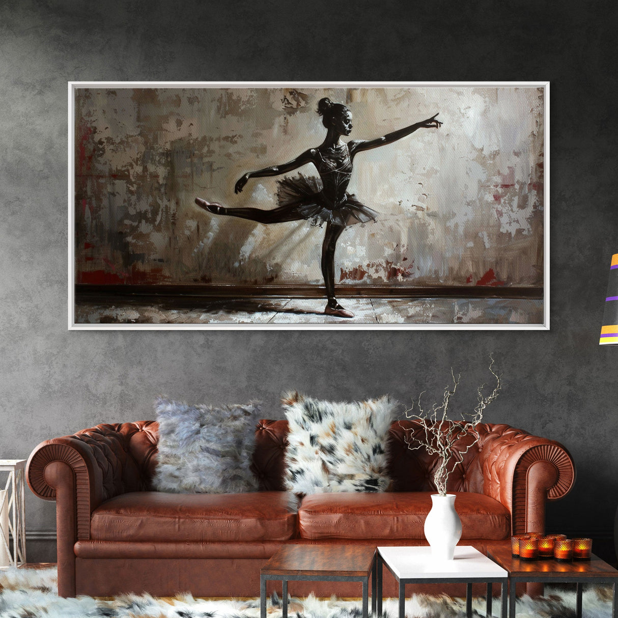 Ghostly Ballerina Framed Canvas Print, Halloween Decor, Spooky Vibes Wall Art