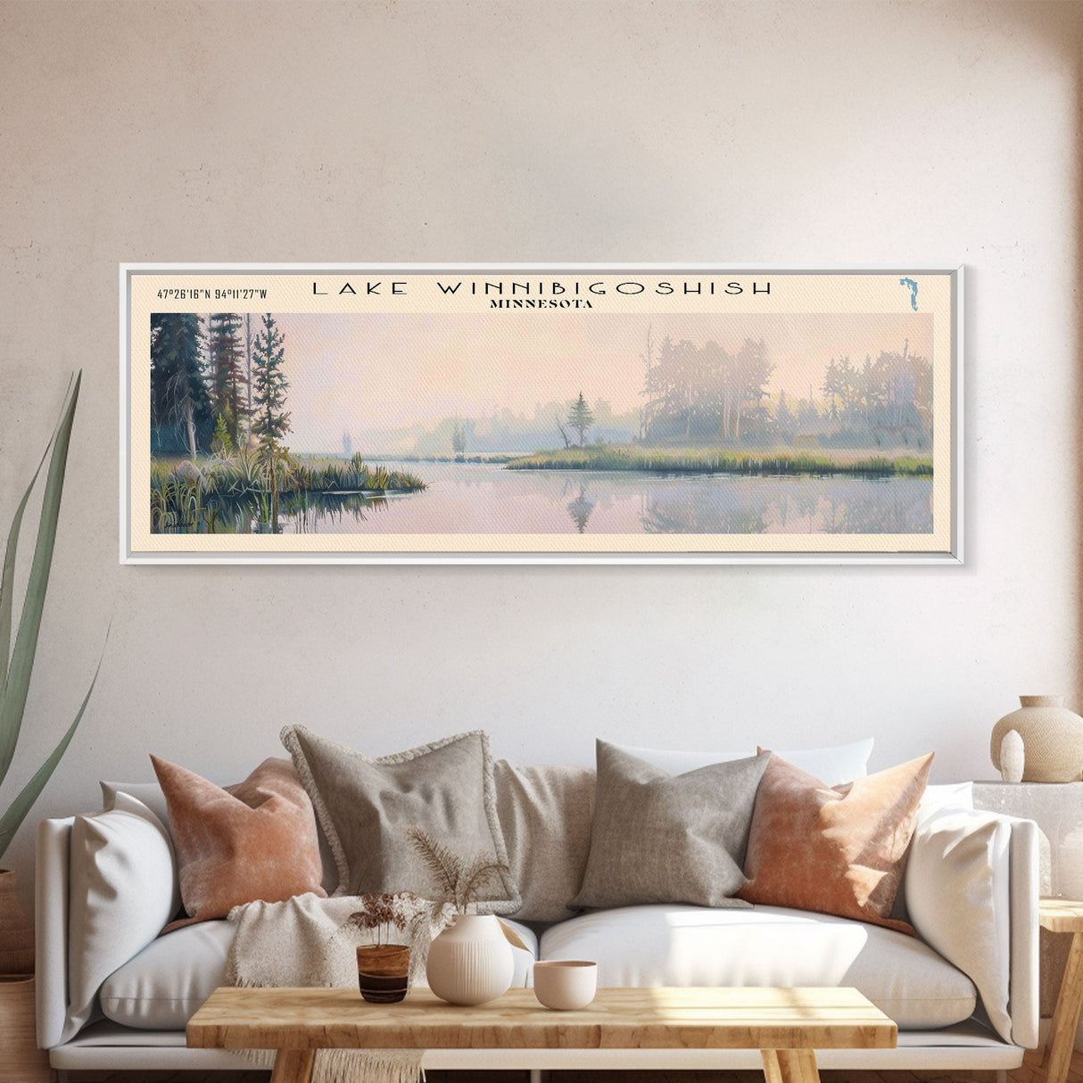 Winnipegosis Panoramic Wall Art, Framed Canvas Print, Lake House Decor, Travel Poster, Serene Landscape, Home Decor