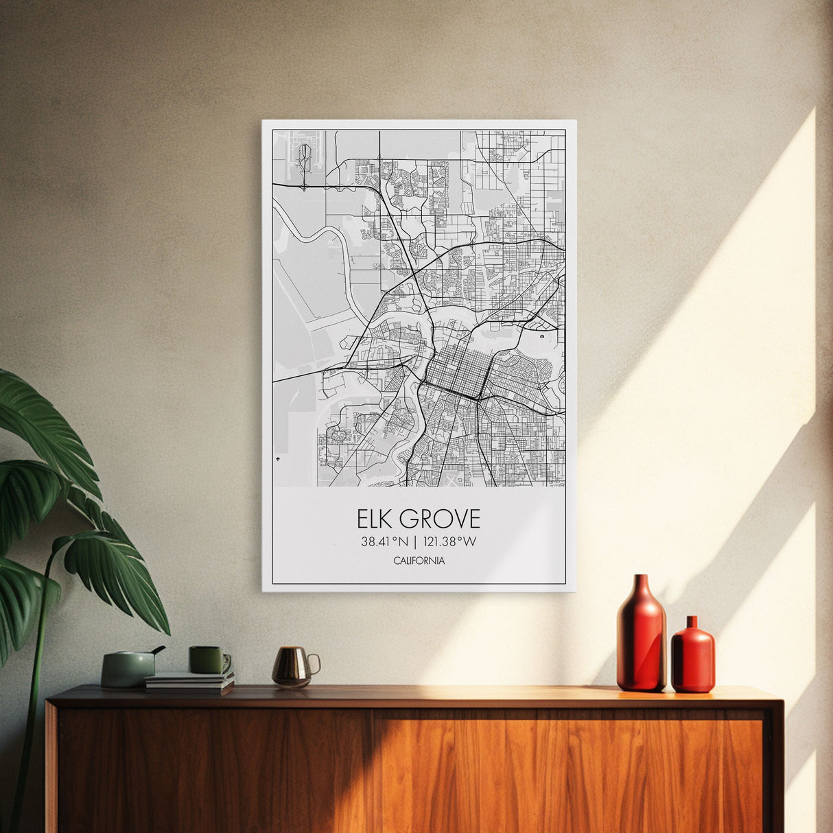 Elk Grove Street Map, California Map, City Map Art, Minimalist Art, Wall Art, Canvas Print, Bedroom Wall Art, Housewarming Gift, Travel Art