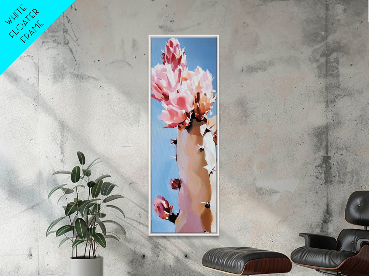 Desert Cactus Painting Framed Canvas Print Colorful Landscape Art, Joshua Tree Art, Boho Wall Art, Coastal Cowgirl Wall Art, Gift Idea