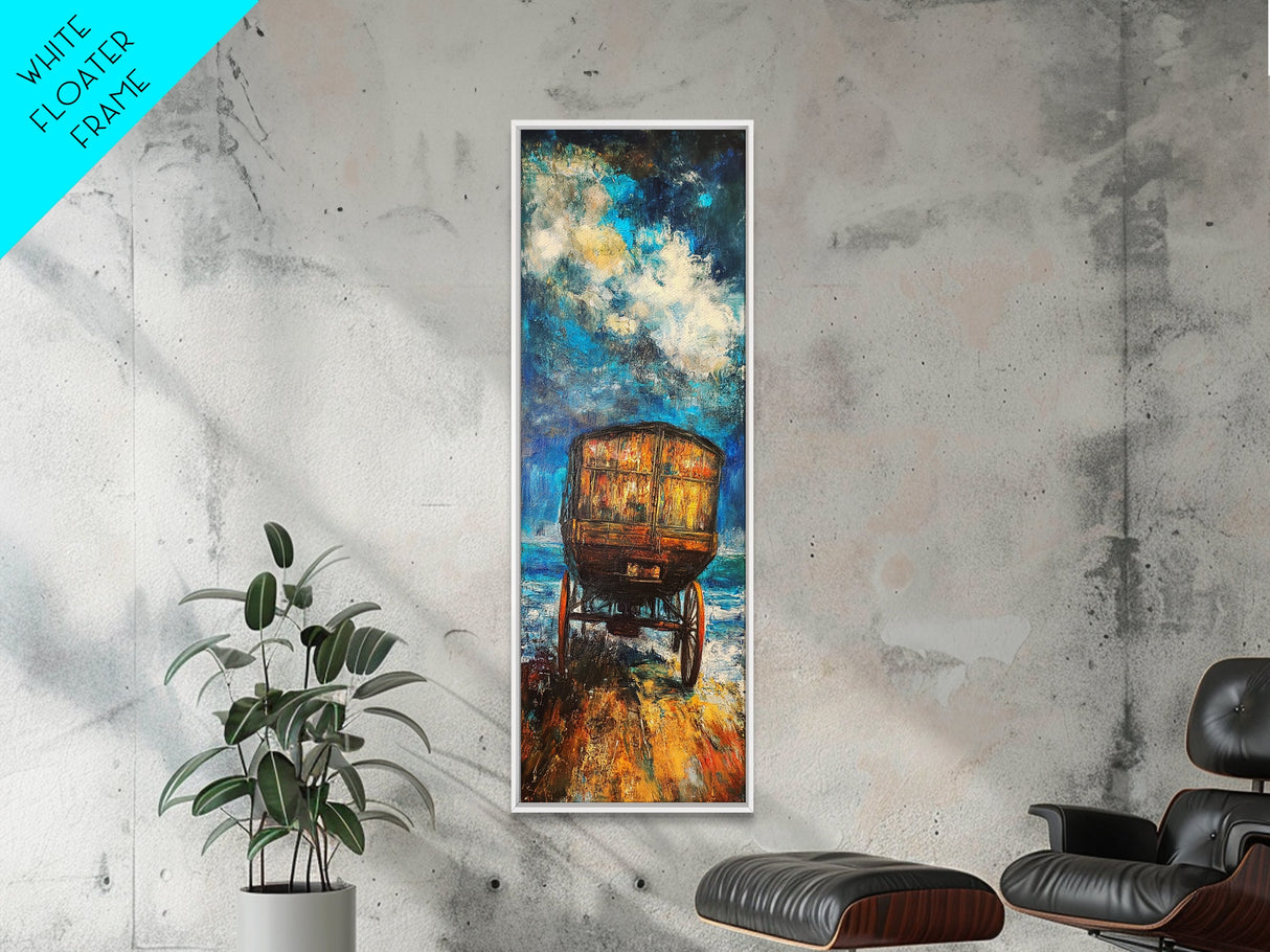 Western Wagon Abstract Canvas Print Rustic Wall Art Farmhouse Art Southwest Landscape Painting Moody Art