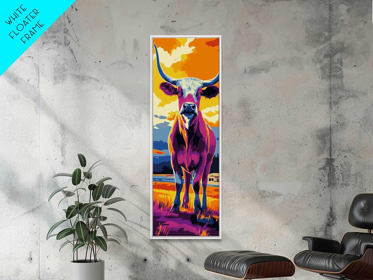 Pop Art Longhorn Canvas Print colorful cow art rustic wall art southwest wall art living room art above sofa art gift idea for her