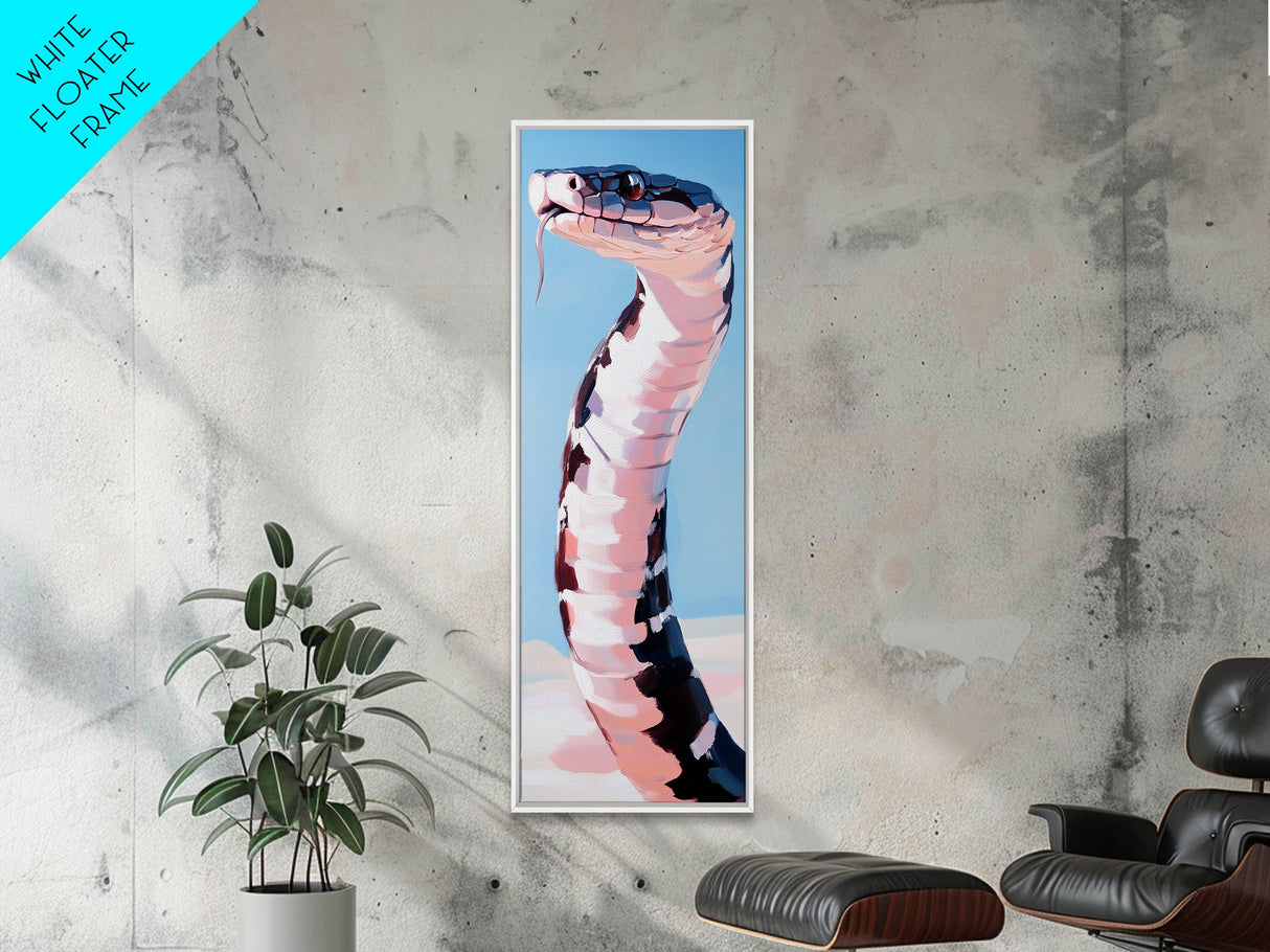 Black and White Snake Pink Canvas Print, Moody Art, Minimalist Art, Vertical Wall Art, Rustic Decor, Gift Idea Him