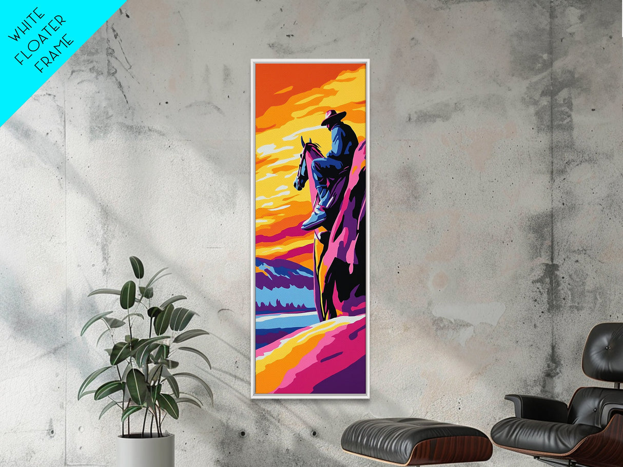 Western Cowboy Art Canvas Print, Pink Orange Wall Art, Southwest Wall Art, Chicano Art, Moody Art, Rustic Decor, Boho Art, Above Couch Art