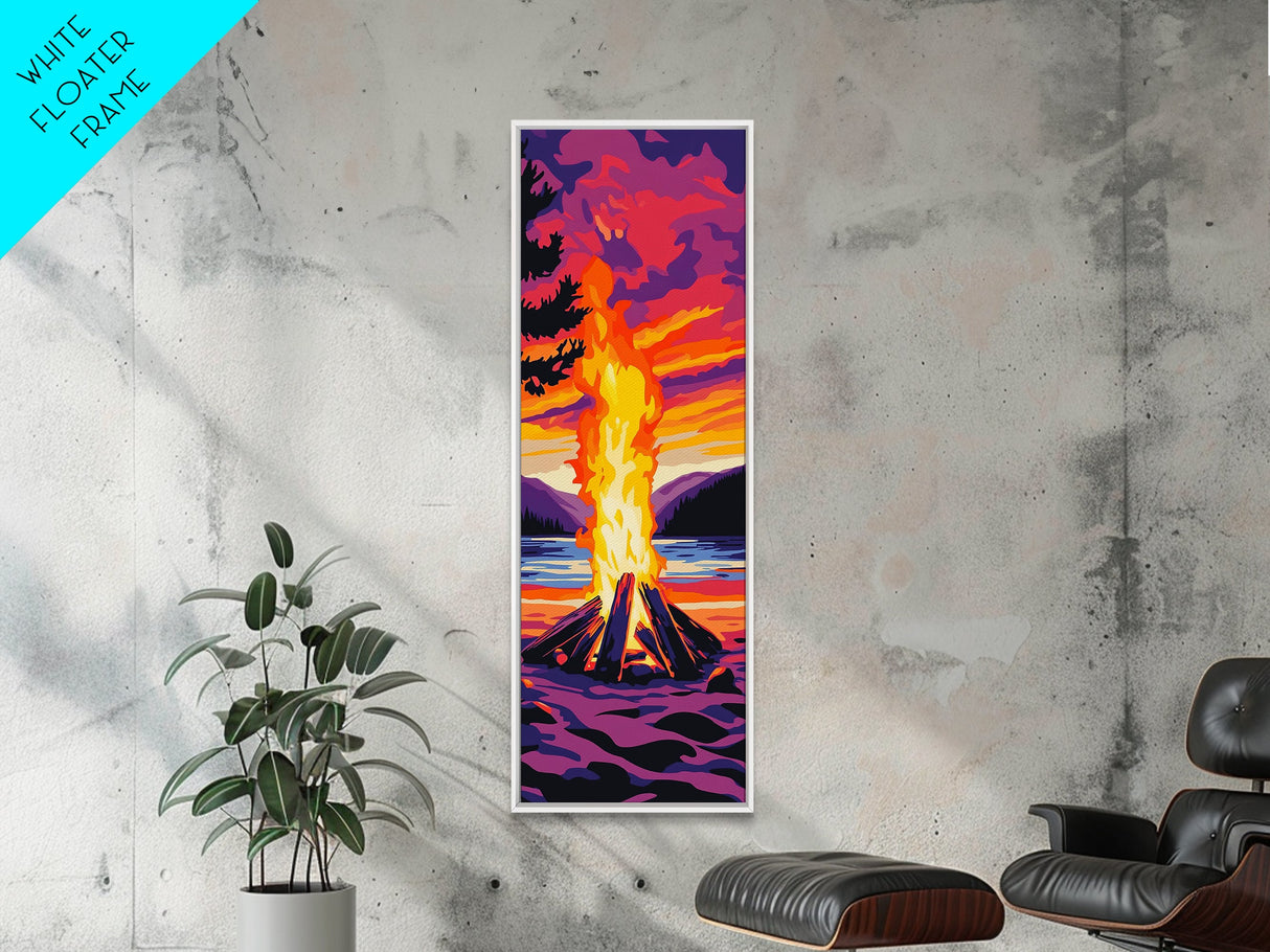 Sunset Campfire Canvas Print, landscape painting, moody art, southwest wall art, mountain painting, coastal décor, rustic décor, gift idea him