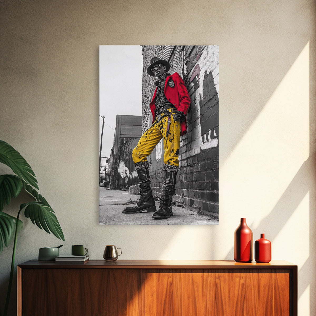 Urban fashion, chicano art, graffiti wall art, framed canvas print, moody cityscape, street style, afrocentric wall art, edgy decor