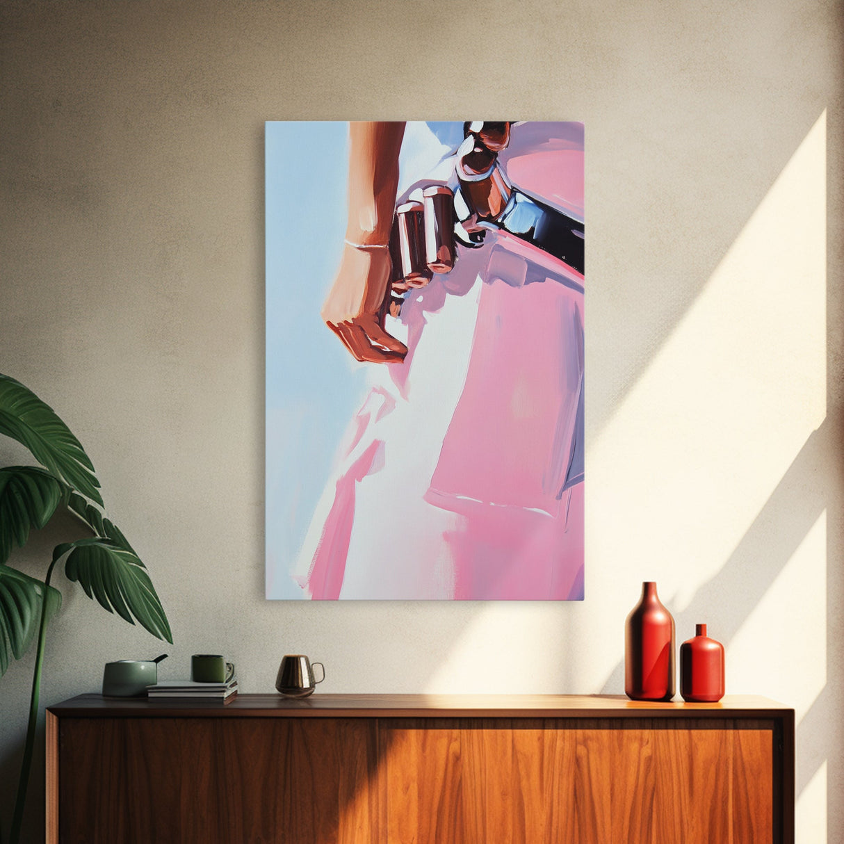 Pink cowgirl, western belt, black cowgirl painting, light pink wall art, southwestern art, cowboy aesthetic, framed canvas print, rustic art