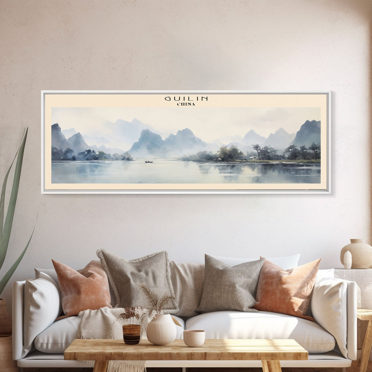 Guilin COUNTRY Travel Poster Print, Framed Canvas Print, COUNTRY Travel Art, Wood Framed Art, Wall Hanging, Home Decor
