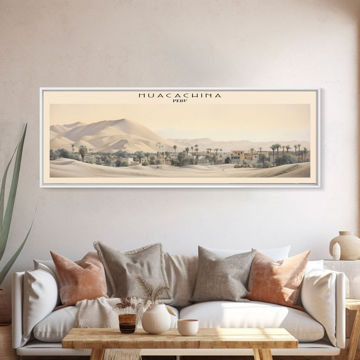 Huacachina Travel Poster Print, Framed Canvas Print, COUNTRY Travel Art, Wood Framed Art, Wall Hanging, Home Decor