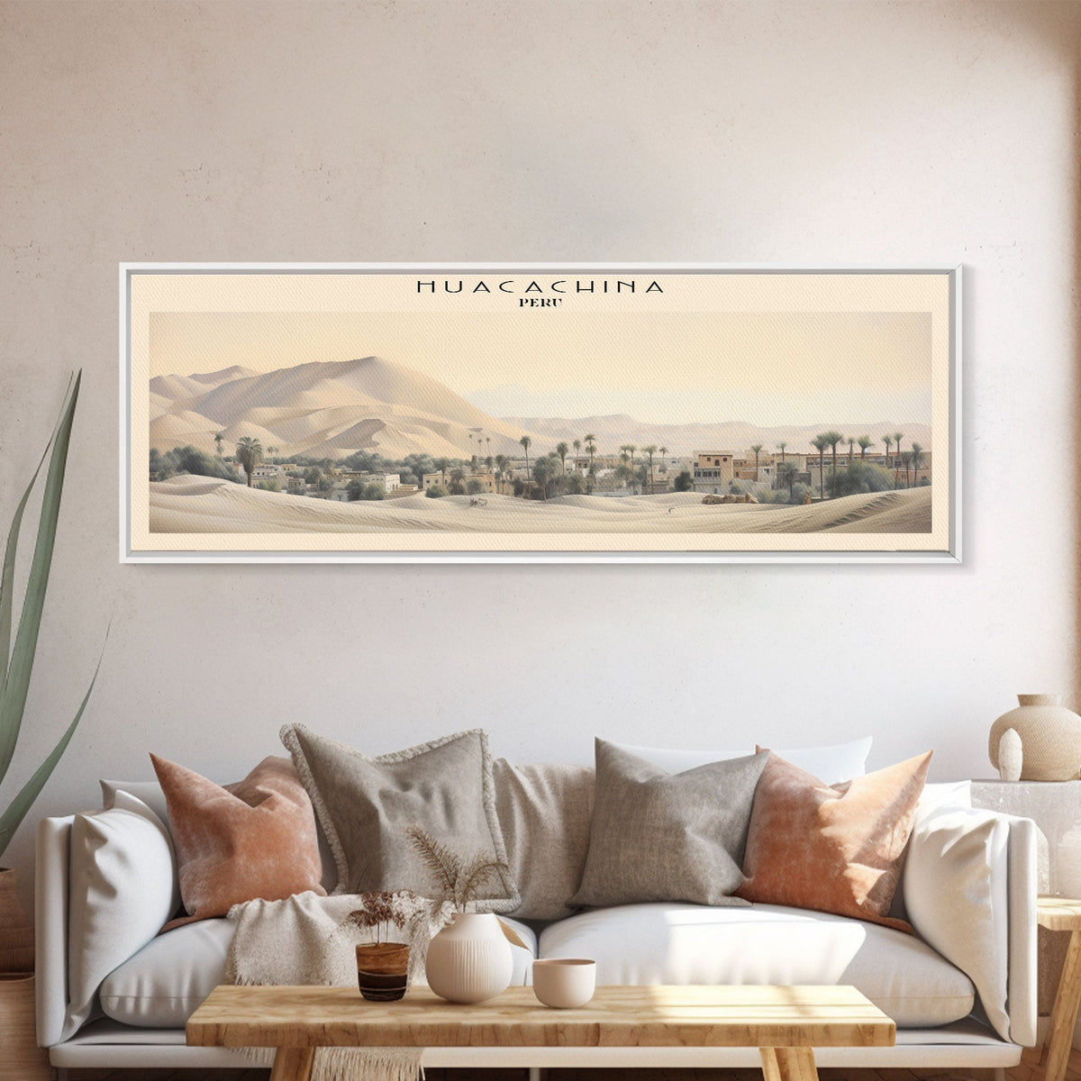 Huacachina Travel Poster Print, Framed Canvas Print, COUNTRY Travel Art, Wood Framed Art, Wall Hanging, Home Decor