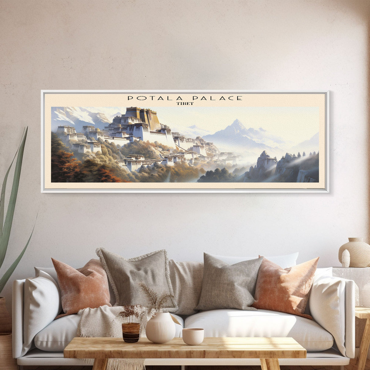 Potala Palace COUNTRY Travel Poster Print, Framed Canvas Print, COUNTRY Travel Art, Wood Framed Art, Wall Hanging, Home Decor