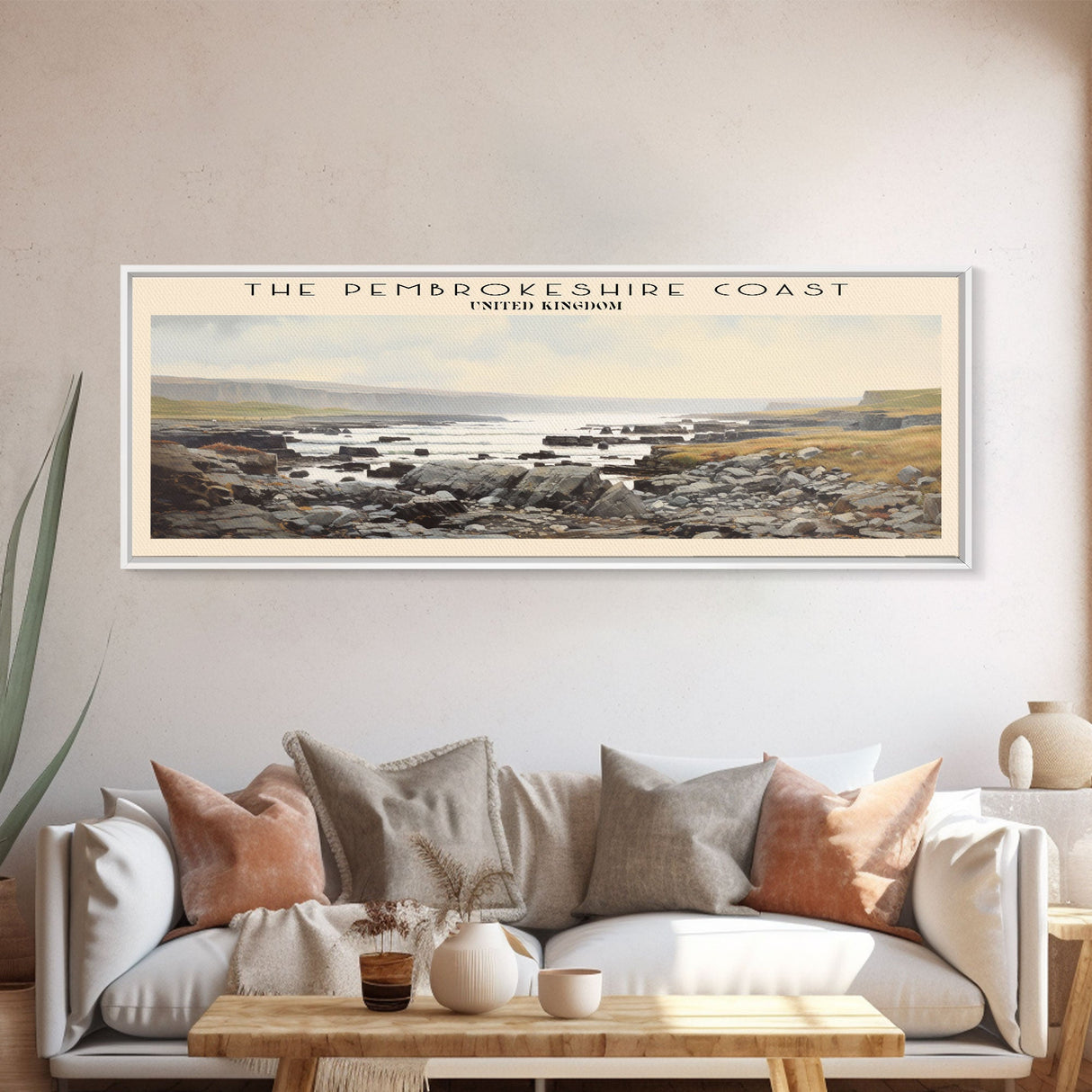 The Pembrokeshire Coast Travel Poster Print, Framed Canvas Print, COUNTRY Travel Art, Wood Framed Art, Wall Hanging, Home Decor
