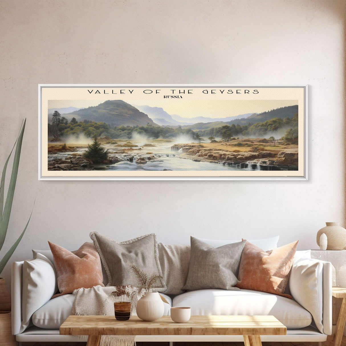 Valley of the Geysers Framed Canvas Print Travel Poster | Wall Art | Home Decor | Gift For Travel Lover | Wall Hanging | Original Art