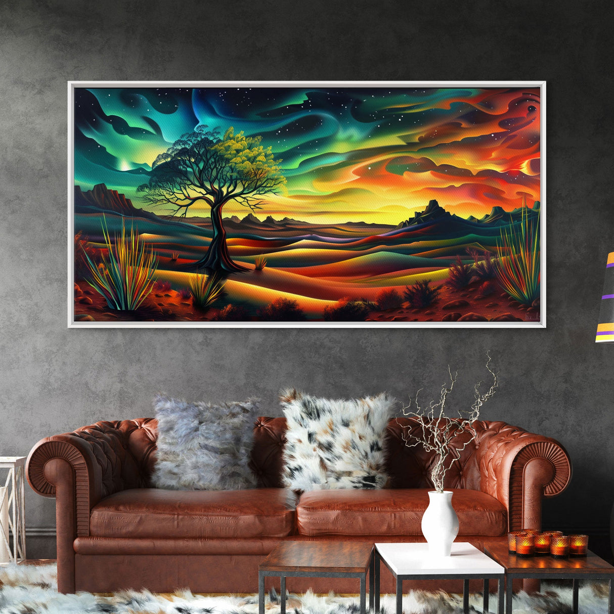 Van Gough Inspired Snowy Mountain Scenery, Striking Framed Canvas Print, Ideal for Living Room Art, Rustic Bedroom Decor Nature Wall Art