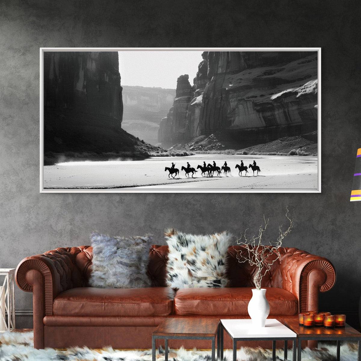 Horse Riders in Monument Valley, Stunning Framed Canvas Print for Living Room Wall Art, Bedroom Decor, Home Decor