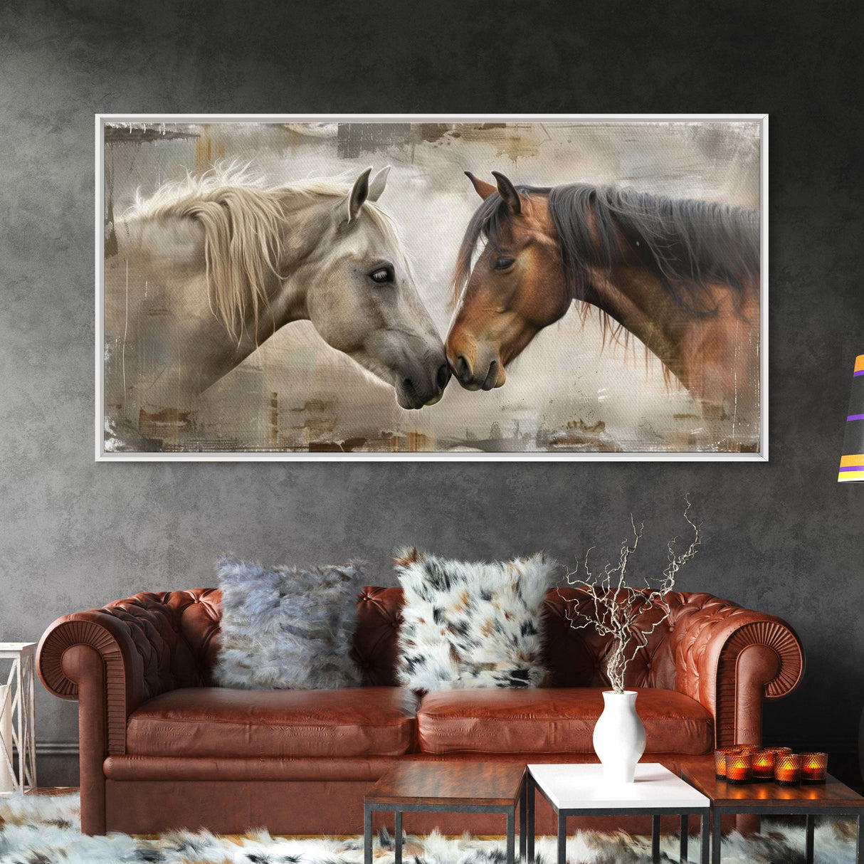 Cowboy Riding in Desert Landscape, Framed Canvas Print for Rustic Living Room Decor, Western Art for Home and Bedroom Decoration