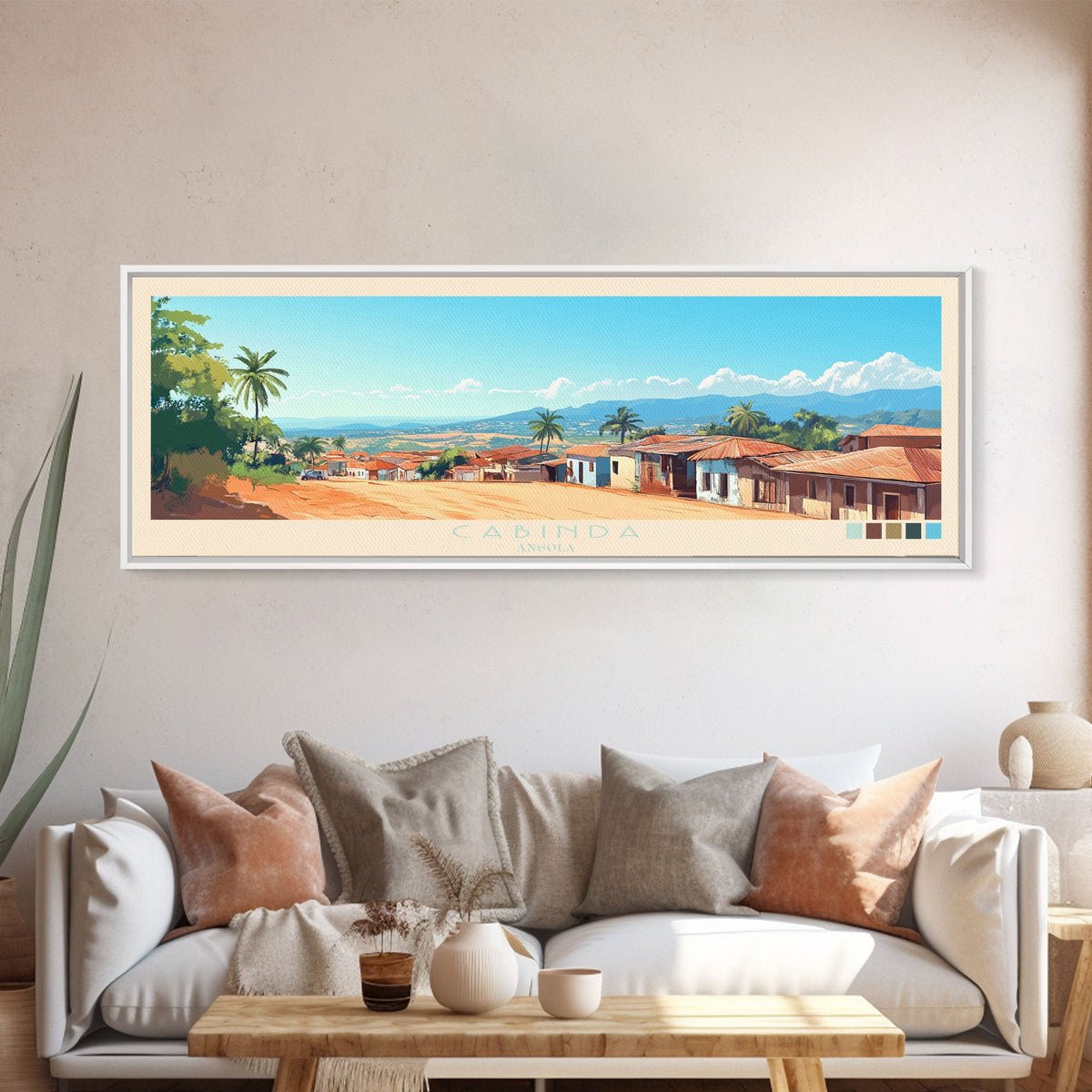 Cabinda, Angola Panoramic Travel Poster Canvas Print, Cabinda, Angola Painting, Angola Art, Cabinda Travel Art, Guest Room Painting
