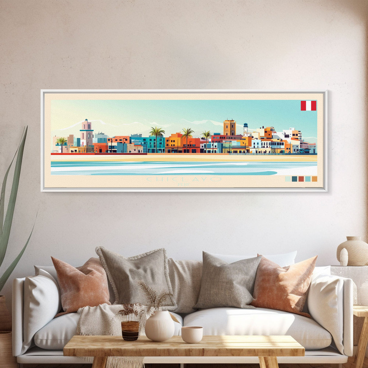 Chiclayo, Peru Panoramic Travel Poster Canvas Print, Chiclayo, Peru Painting, Peru Art, Chiclayo Travel Art, Guest Room Painting