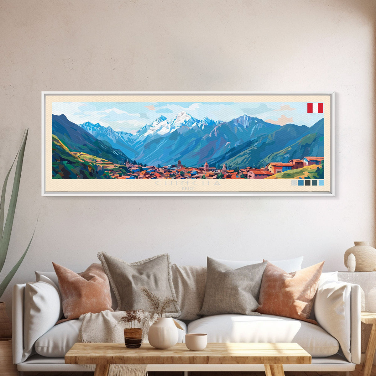 Chincha, Peru Travel Poster Panoramic Canvas Print, Chincha, Peru Painting, Peru Art, Chincha Travel Art, Guest Room Painting