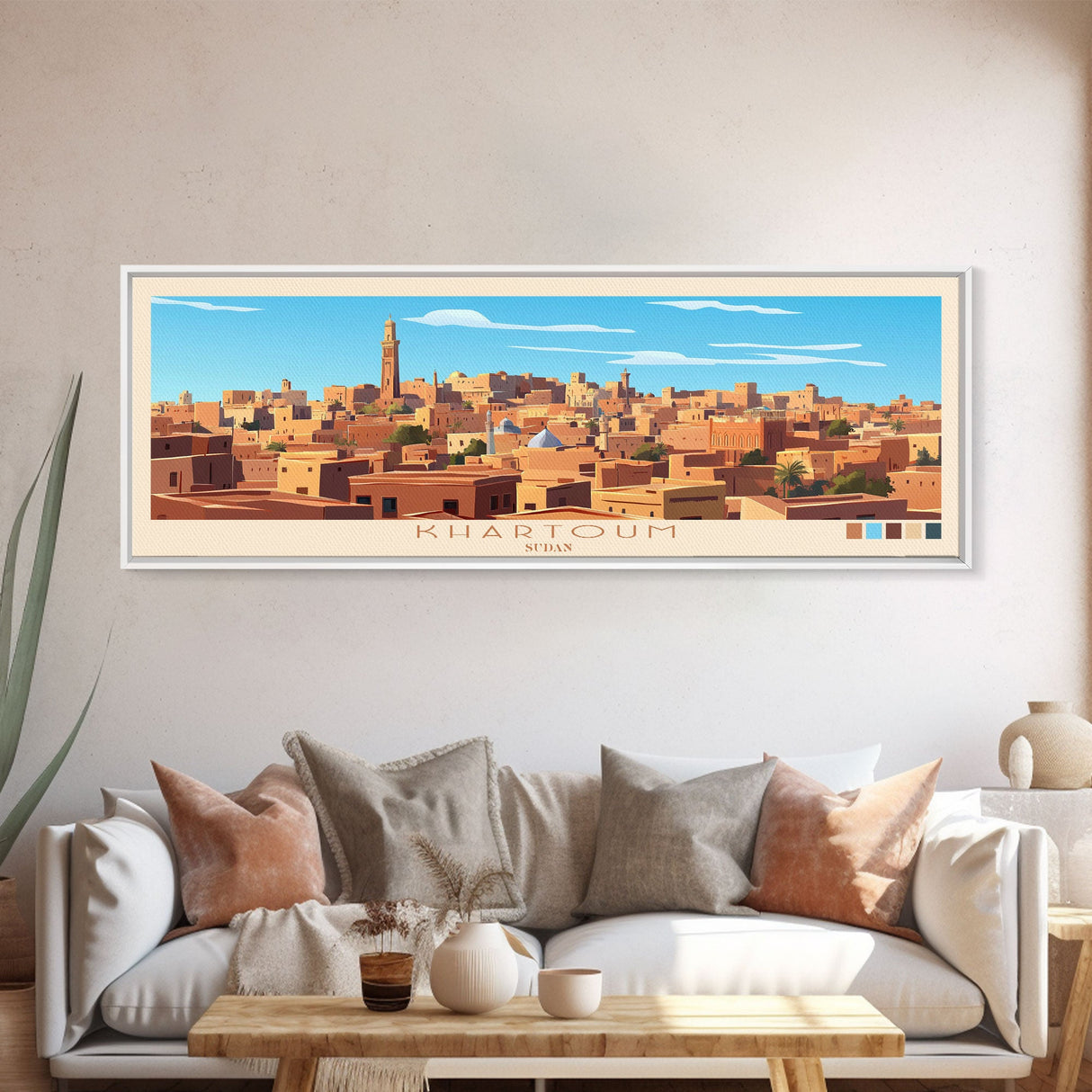 Khartoum, Sudan Travel Poster Panoramic Canvas Print, Khartoum, Sudan Painting, Sudan Art, Khartoum Travel Art, Guest Room Painting