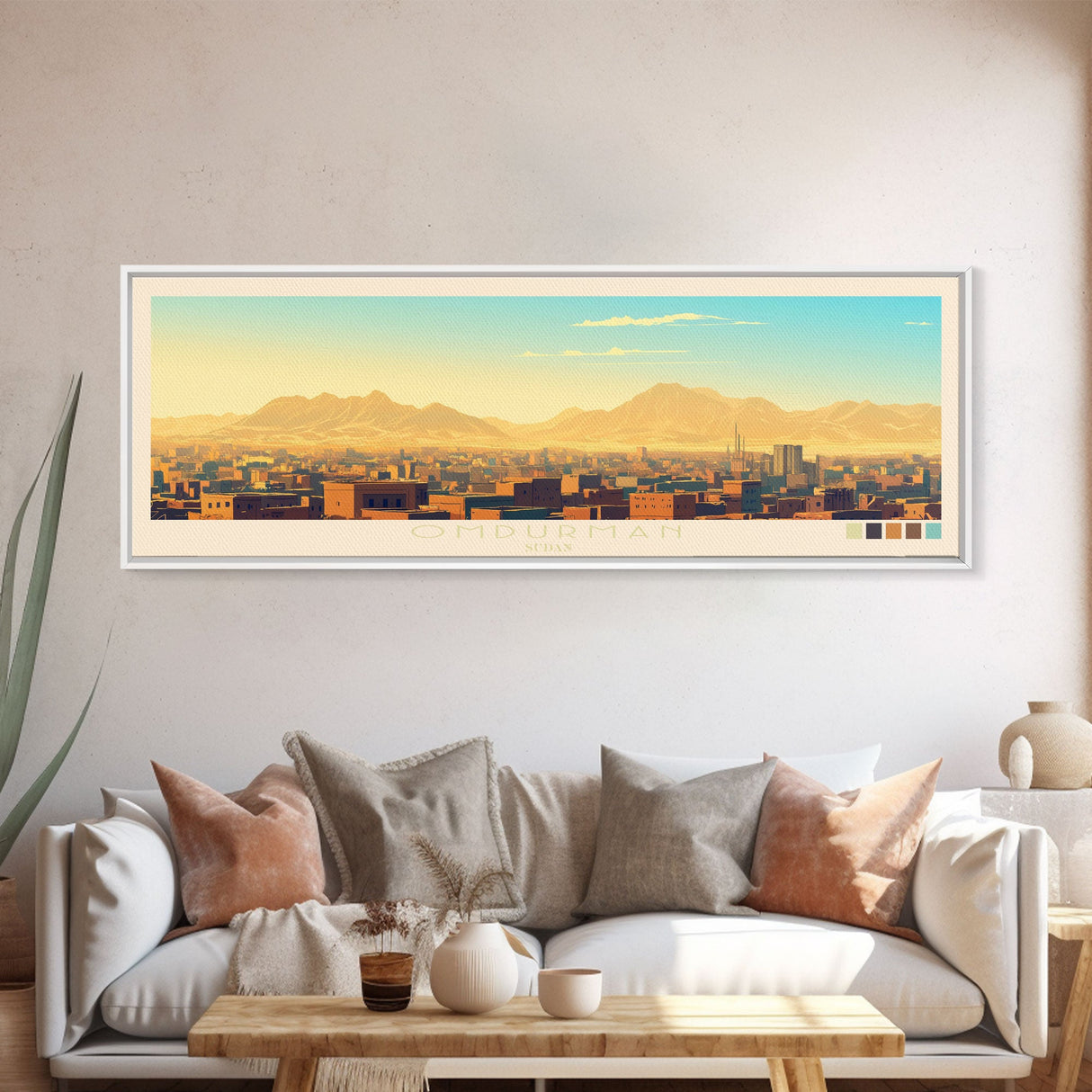 Omdurman, Sudan Panoramic Travel Poster Canvas Print, Omdurman, Sudan Painting, Sudan Art, Omdurman Travel Art, Guest Room Painting