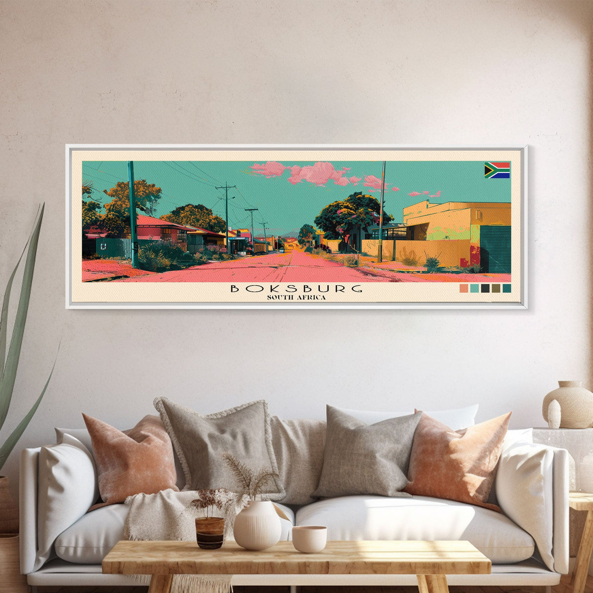 Boksburg, South Africa Panoramic Canvas Print, Boksburg, South Africa Painting, South Africa Art, Boksburg Travel Poster, Travel Art, Housewarming Gift