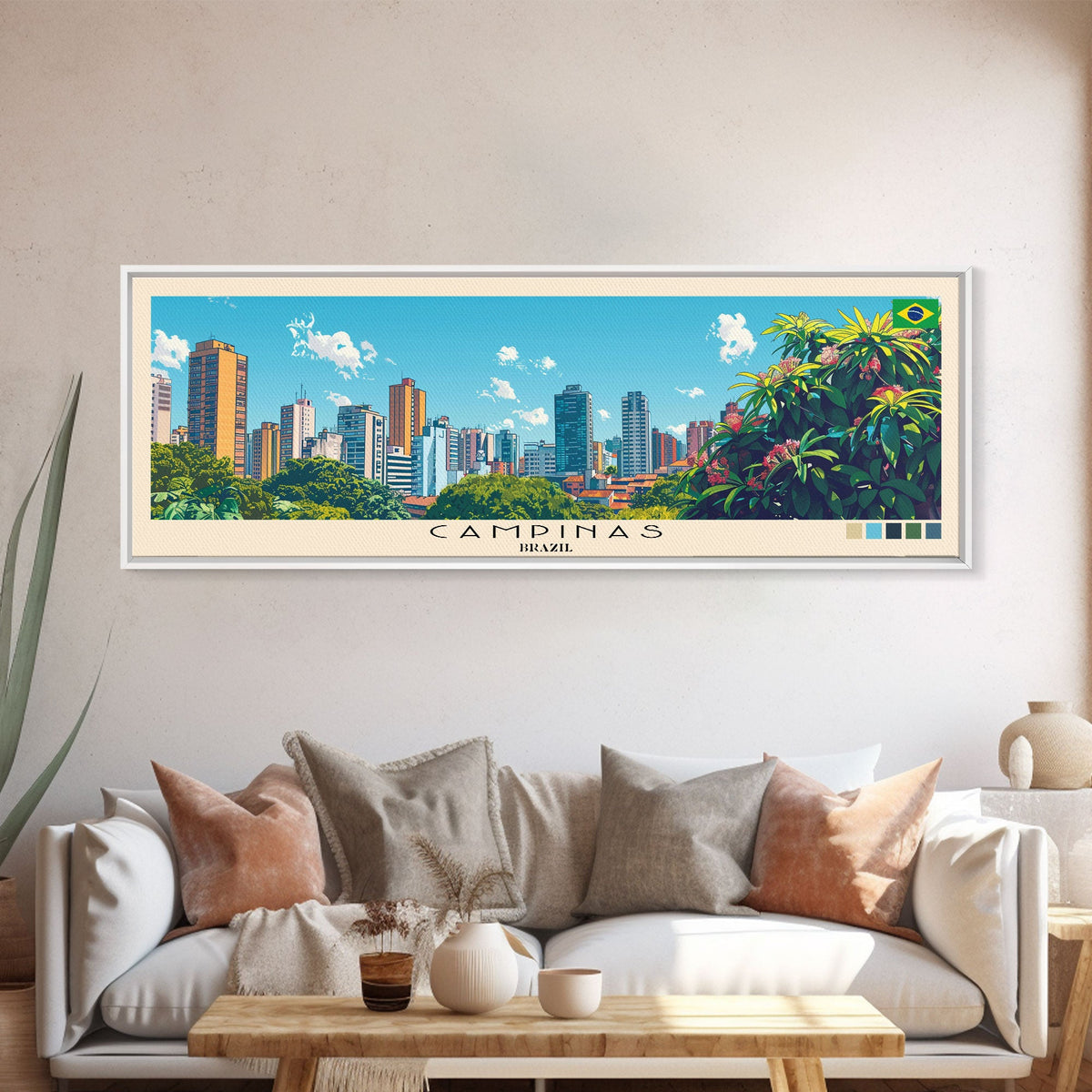 Campinas, Brazil Panoramic Canvas Print, Campinas, Brazil Painting, Brazil Art, Campinas Travel Poster, Travel Art, Housewarming Gift