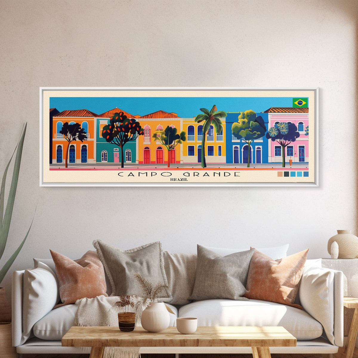 Campo Grande, Brazil Panoramic Canvas Print, Campo Grande, Brazil Painting, Brazil Art, Campo Grande Travel Poster, Travel Art, Guest Room Painting