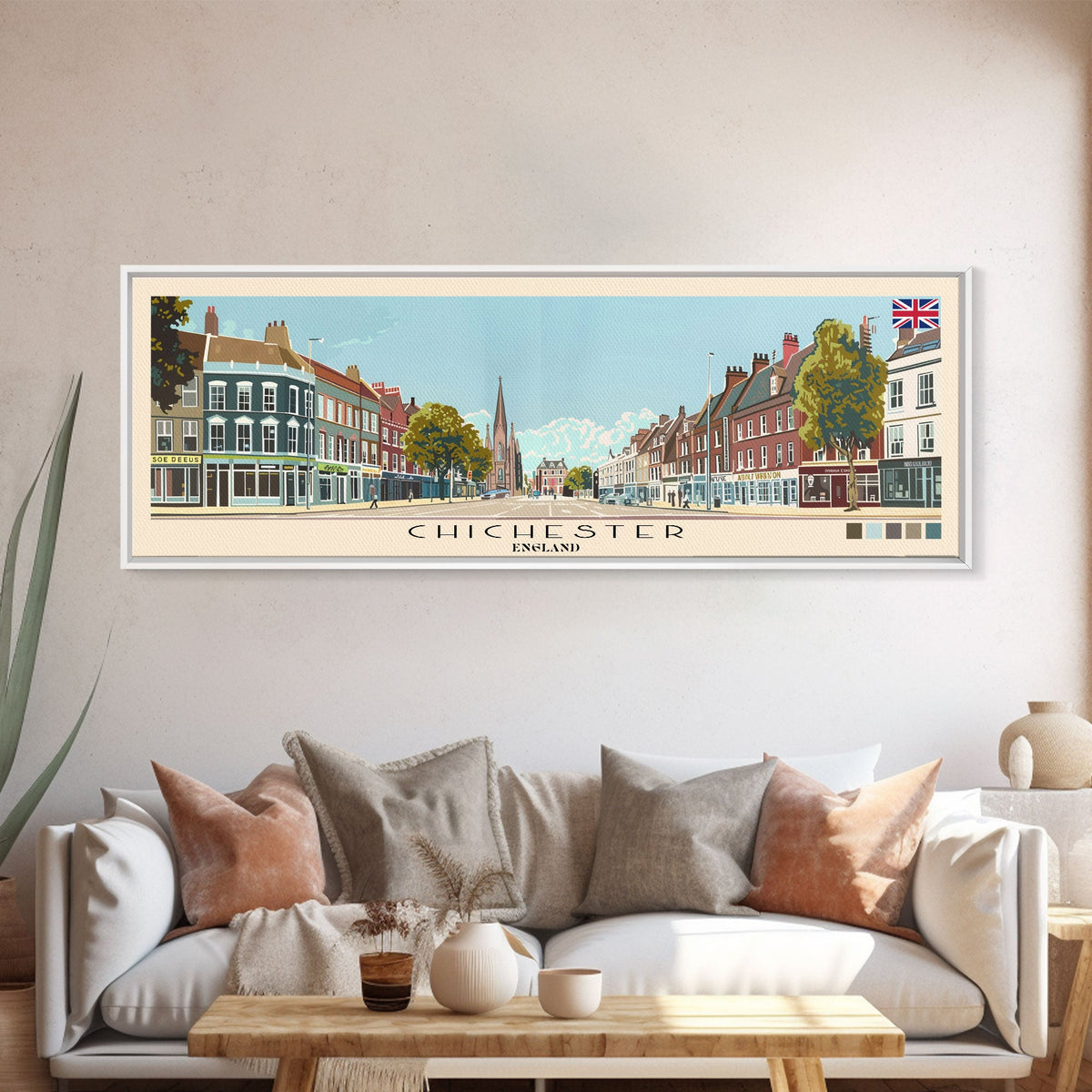 Chichester, England Panoramic Canvas Print, Chichester, England Painting, England Art, Chichester Travel Poster, Travel Art, Housewarming Gift