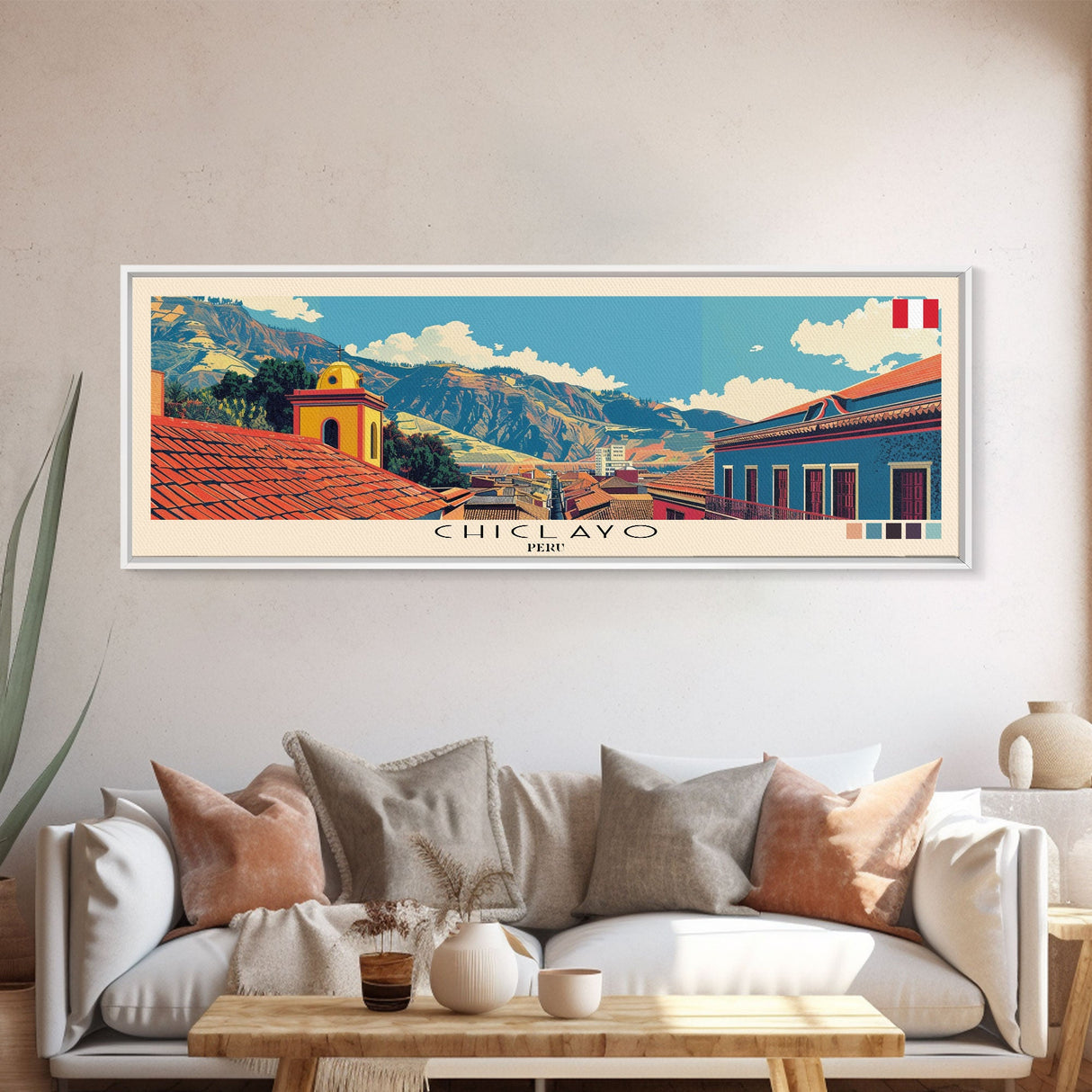 Chiclayo, Peru Panoramic Canvas Print, Chiclayo, Peru Painting, Peru Art, Chiclayo Travel Poster, Travel Art, Guest Room Painting