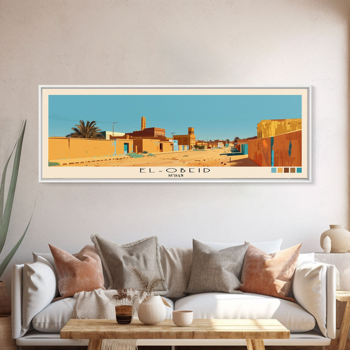 El-Obeid, Sudan Panoramic Canvas Print, El-Obeid, Sudan Painting, Sudan Art, El-Obeid Travel Poster, Travel Art, Vacation Gift