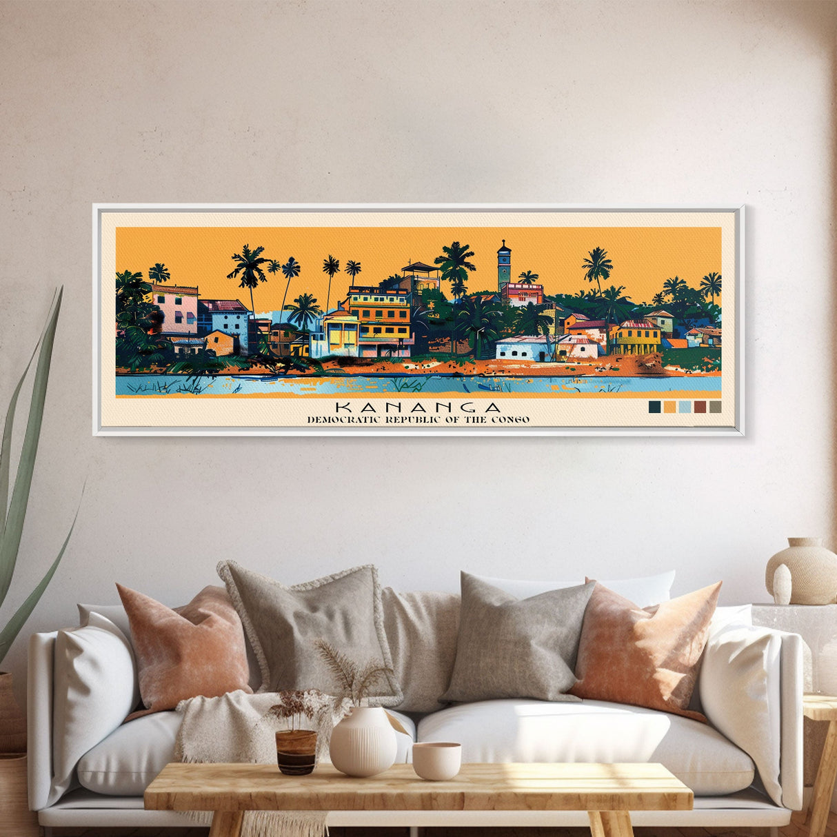 Kananga, Congo Panoramic Canvas Print, Kananga, Congo Painting, Congo Art, Kananga Travel Poster, Travel Art, Housewarming Gift