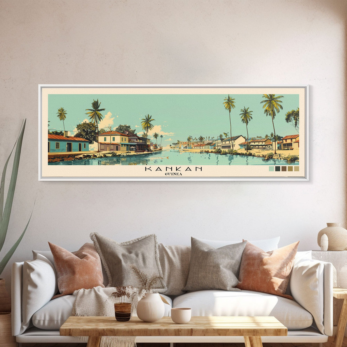 Kankan, Guinea Panoramic Canvas Print, Kankan, Guinea Painting, Guinea Art, Kankan Travel Poster, Travel Art, Guest Room Painting