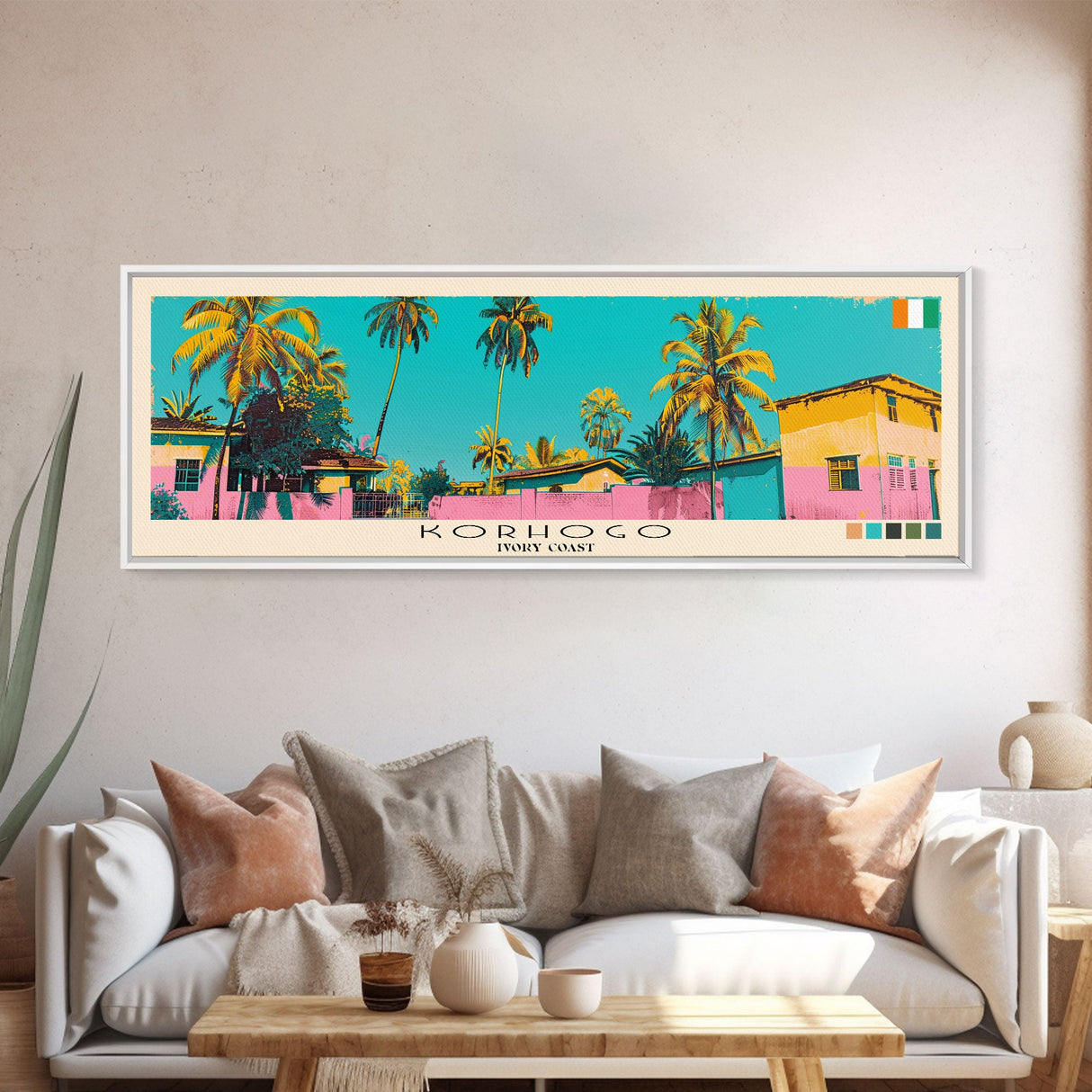 Korhogo, Ivory Coast Panoramic Canvas Print, Korhogo, Ivory Coast Painting, Ivory Coast Art, Korhogo Travel Poster, Travel Art, Vacation Gift