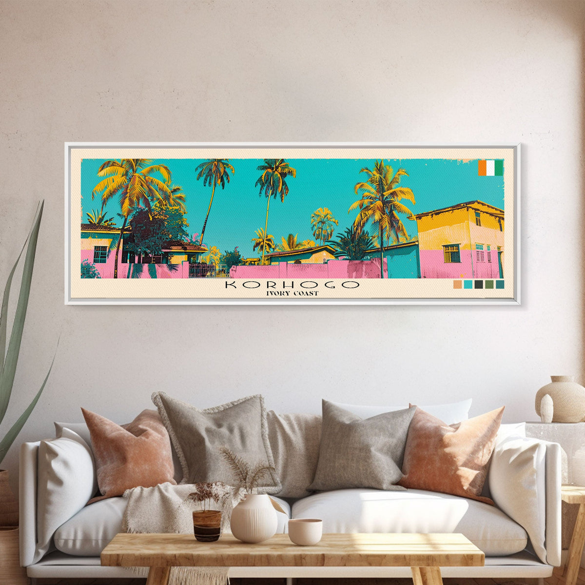 Korhogo, Ivory Coast Panoramic Canvas Print, Korhogo, Ivory Coast Painting, Ivory Coast Art, Korhogo Travel Poster, Travel Art, Vacation Gift