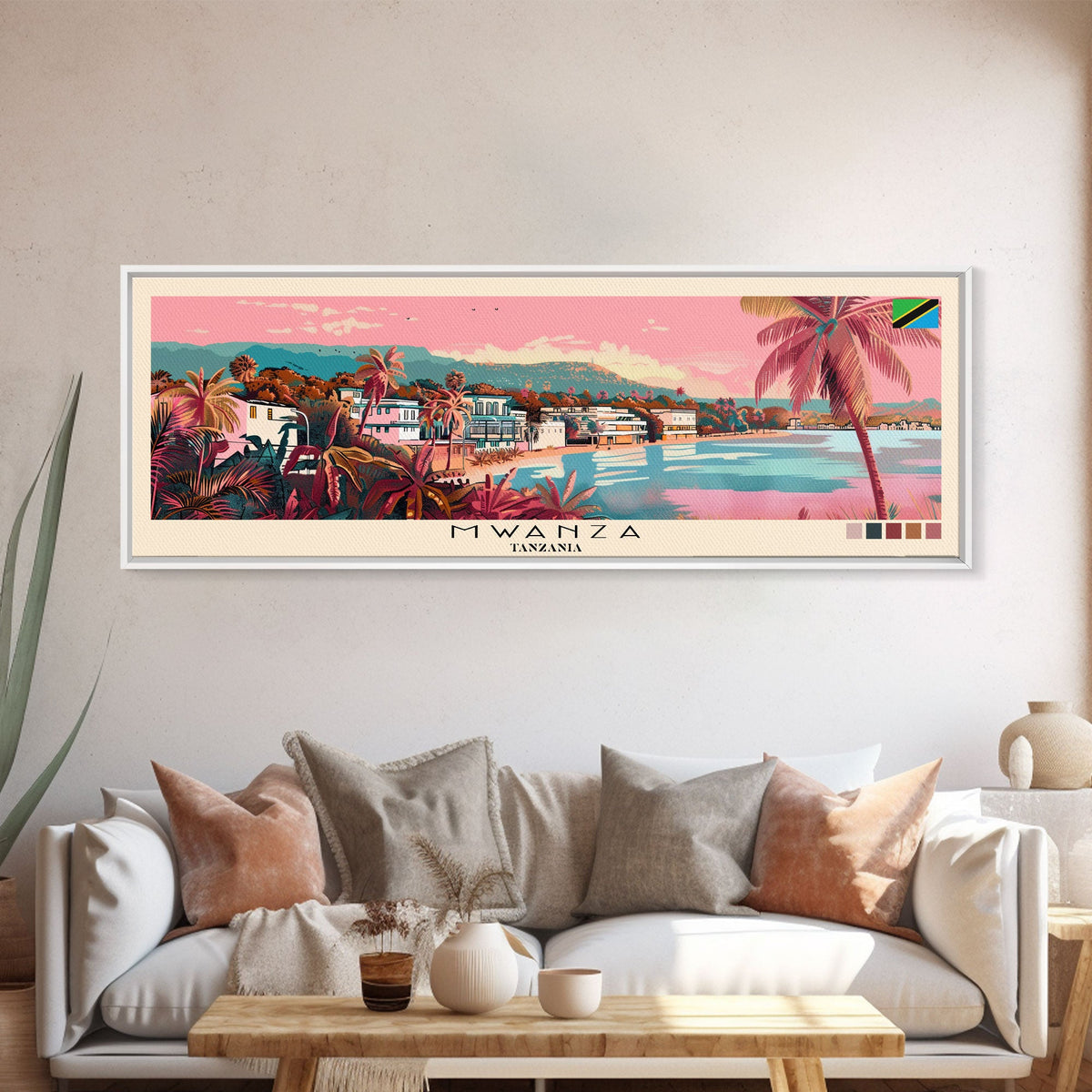 Mwanza, Tanzania Panoramic Canvas Print, Mwanza, Tanzania Painting, Tanzania Art, Mwanza Travel Poster, Travel Art, Living Room Painting