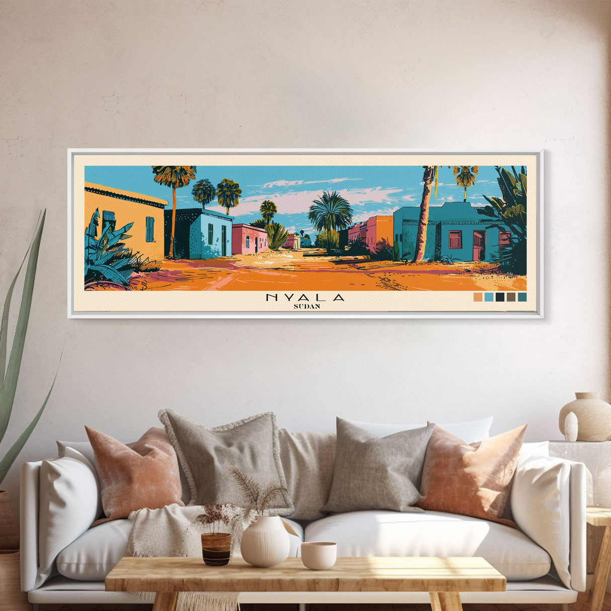 Nyala, Sudan Panoramic Canvas Print, Nyala, Sudan Painting, Sudan Art, Nyala Travel Poster, Travel Art, Guest Room Painting