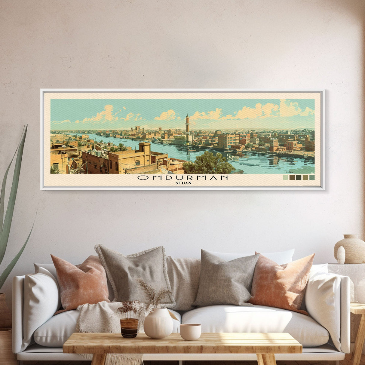 Omdurman, Sudan Panoramic Canvas Print, Omdurman, Sudan Painting, Sudan Art, Omdurman Travel Poster, Travel Art, Housewarming Gift