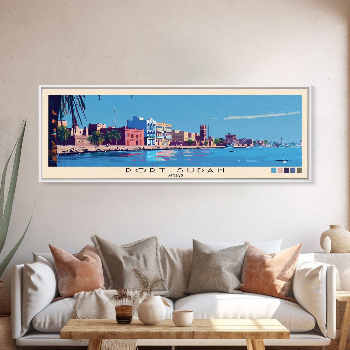 Port Sudan, Sudan Panoramic Canvas Print, Port Sudan, Sudan Painting, Sudan Art, Port Sudan Travel Poster, Travel Art, Living Room Painting