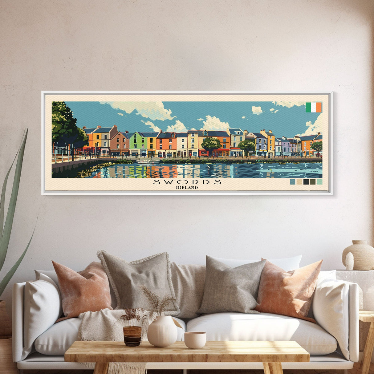 Swords, Ireland Panoramic Canvas Print, Swords, Ireland Painting, Ireland Art, Swords Travel Poster, Travel Art, Guest Room Painting