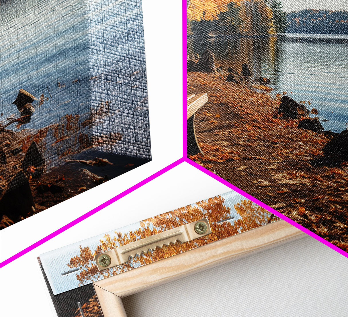 Pacific Northwest Photography Print, Beautiful Lakeside Park In The Fall, Framed Canvas Print, Photography Decor, Fall Decor