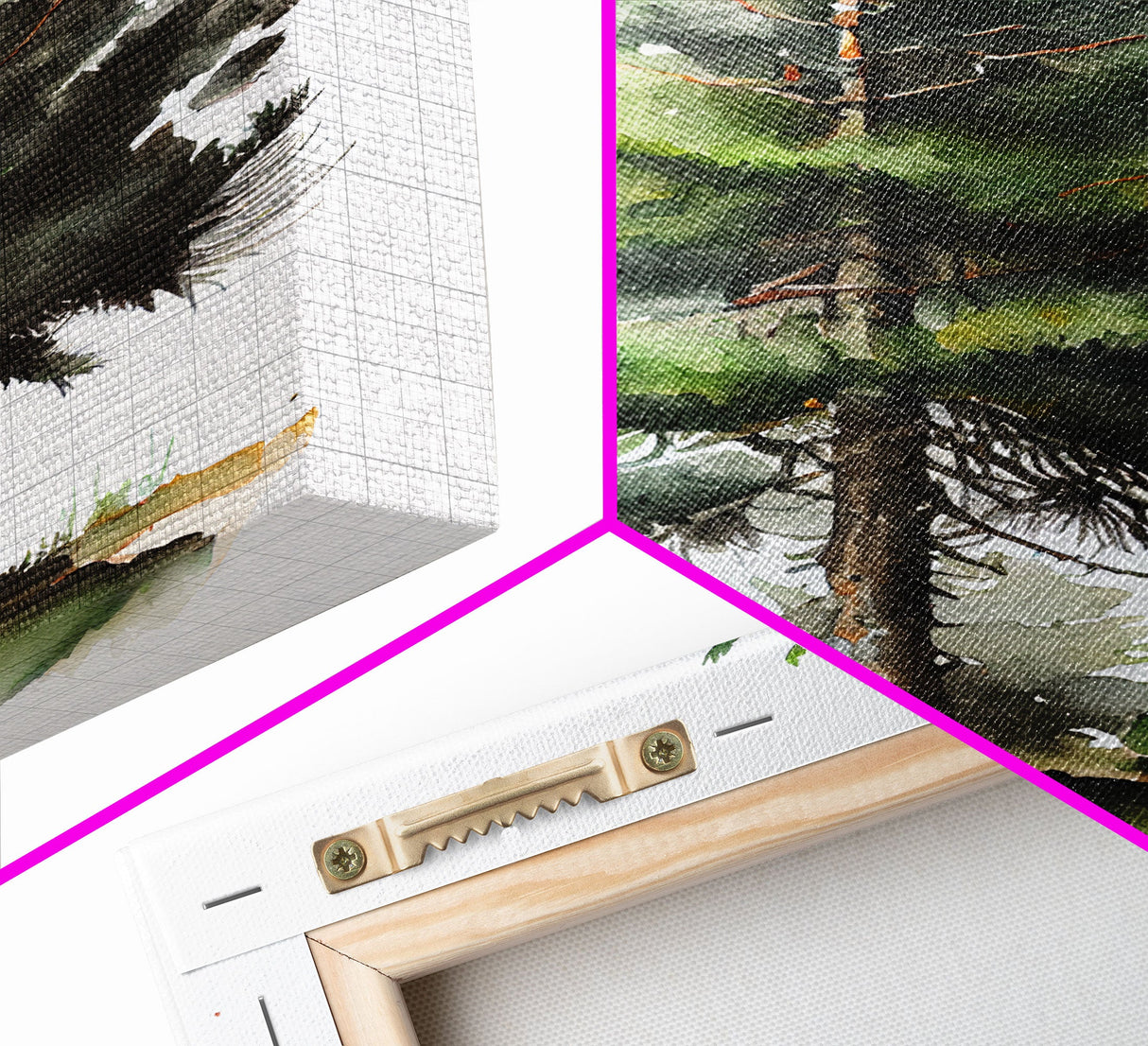Pine Tree Watercolor Wall Art Canvas Print - Vibrant Colorful Nature Scene Artwork