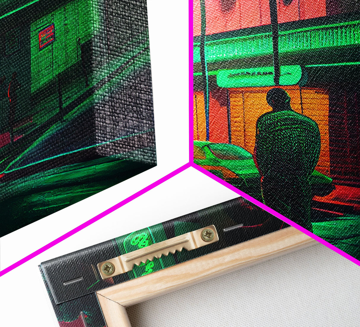 Miami Vice Retro Neon Lights Street Classic Car Wall Art Print, Wall Poster, Fine Art Print, Wall Decor