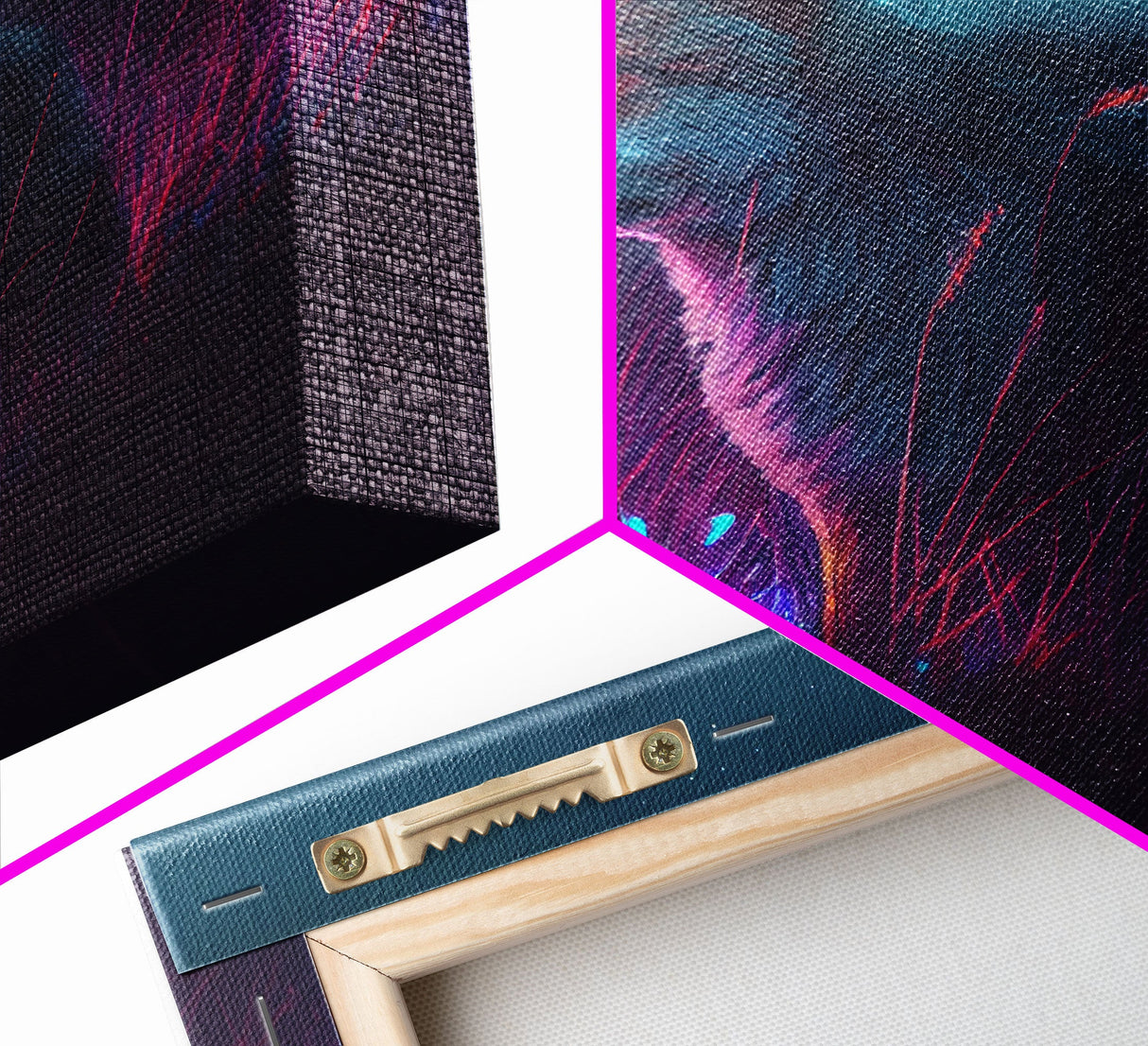 Cute animal prints, vaporwave fox hunting in the tall grass, framed canvas print